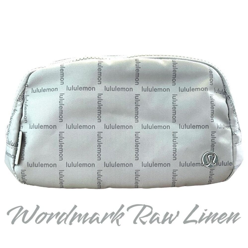 Lululemon Everywhere Belt Bag 1L Wordmark Raw Linen Beige NWT Silver Hardware